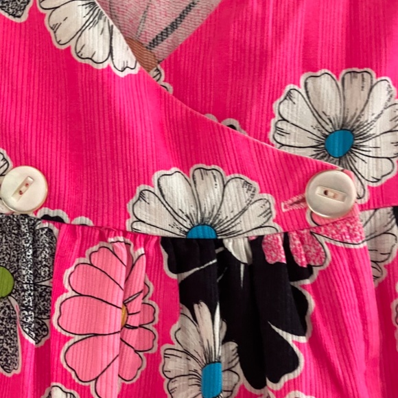 Hot pink floral Hawaiian print, maxi dress - Picture 2 of 10